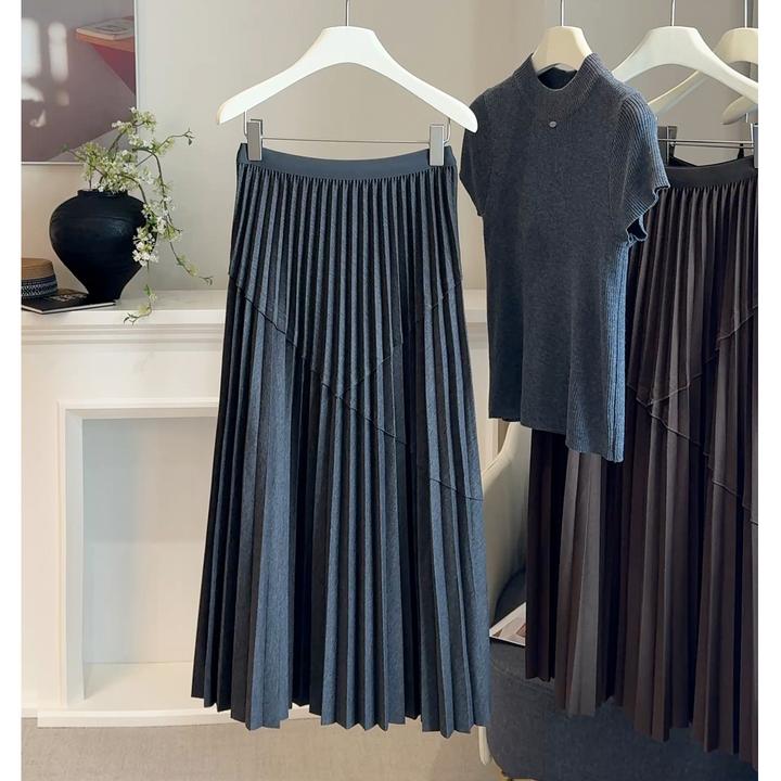 2025秋冬新款高级感百褶裙显瘦时尚韩版气质百搭高腰女装半身裙
