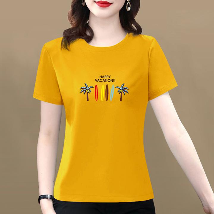 全棉洋气衣服女时髦气质纯棉短袖女款爆款2025新款休闲装女士上衣