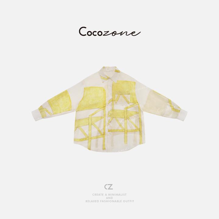 COCO ZONE 刘一一“几何衬衫”艺术灵动交织图案衬衫CD1A0965
