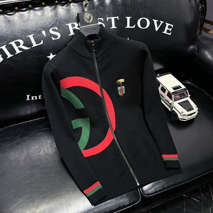 希敦纽勒潮牌刺绣小蜜蜂修身立领针织开衫欧货男加厚羊毛衫外套