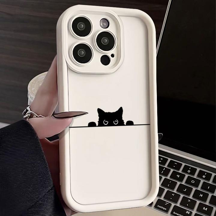 偷看黑猫适用iphone16苹果手机壳15promax金刚砂14软13全包1211