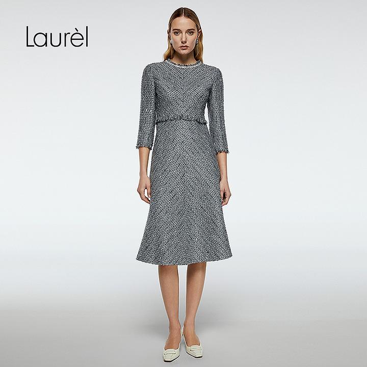 Laurel劳芮25秋新款小香风七分袖修身连衣裙LWD363Y00600