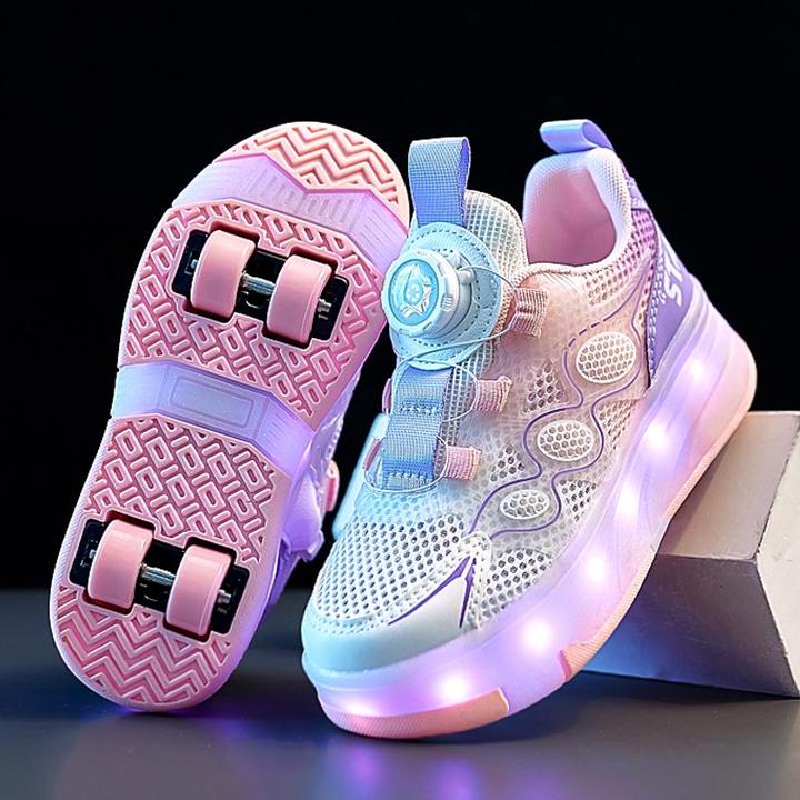 ABC官网双轮暴走鞋女童夏季儿童网面透气滑轮鞋女孩高颜值运动溜