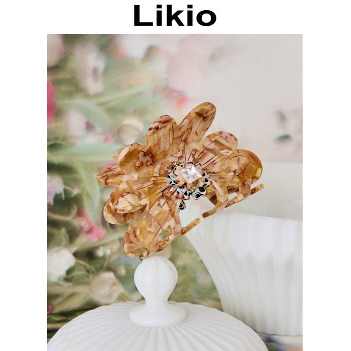 Likio 原创设计  钻石雏菊雕刻发抓 发夹子发卡鲨鱼夹头饰