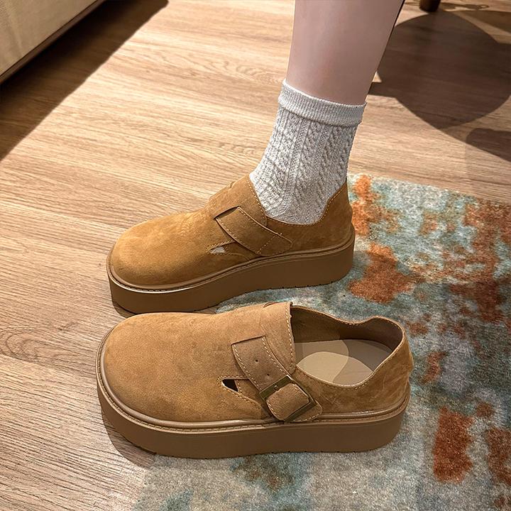 厚底全包勃肯女鞋子2025新款春秋季一脚蹬休闲复古单鞋博肯乐福鞋