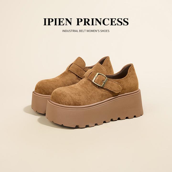 魔术贴简约软底懒人鞋复古百搭单鞋2025秋季新款棕色厚底勃肯鞋女