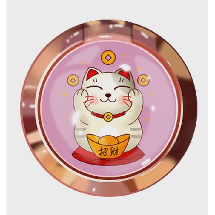 招财猫手机指环扣懒人支架桌面支撑架可爱卡通女壳多功能超薄粘贴