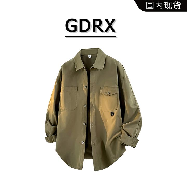 GDRX美式复古长袖衬衫男款2025秋季新款休闲高级感设计感衬衣男装