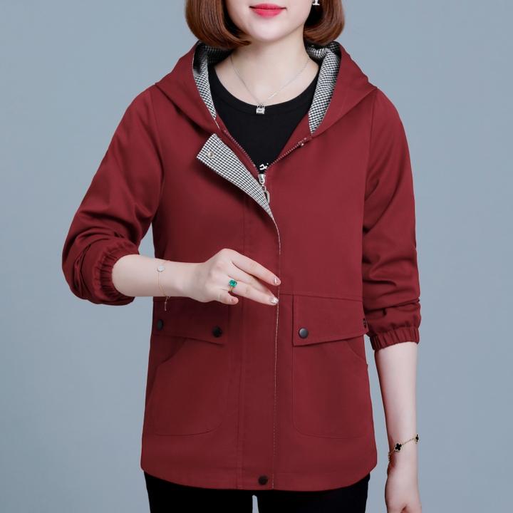 休闲连帽外套女士春秋款2025新款时尚妈妈装宽松大码洋气减龄夹克