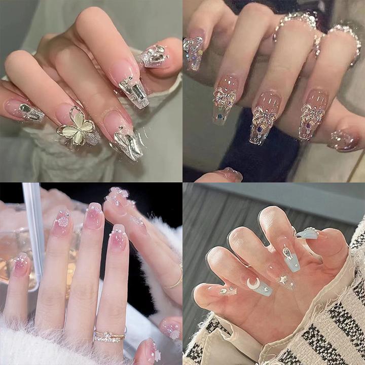 秋冬新款穿戴甲美甲蝴蝶结穿戴甲指甲贴成品显白美甲贴片甲片批发