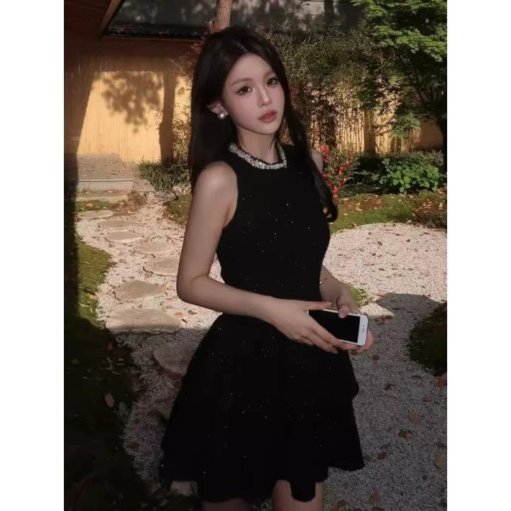 法式赫本小香风背心连衣裙女夏季高级感气质富家千金晚礼服蛋糕裙