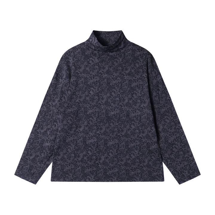 秋冬季新款时尚个性美式立体提花半高领长袖T恤百搭复古t2028