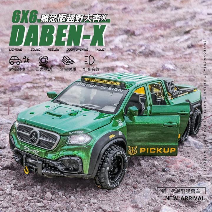 128比例奔驰XClass6X6皮卡合金模型男孩礼物仿真汽车