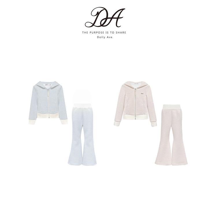 【现货】DollyAve 「少女系列」超好穿甜系条纹休闲秋冬运动风套装