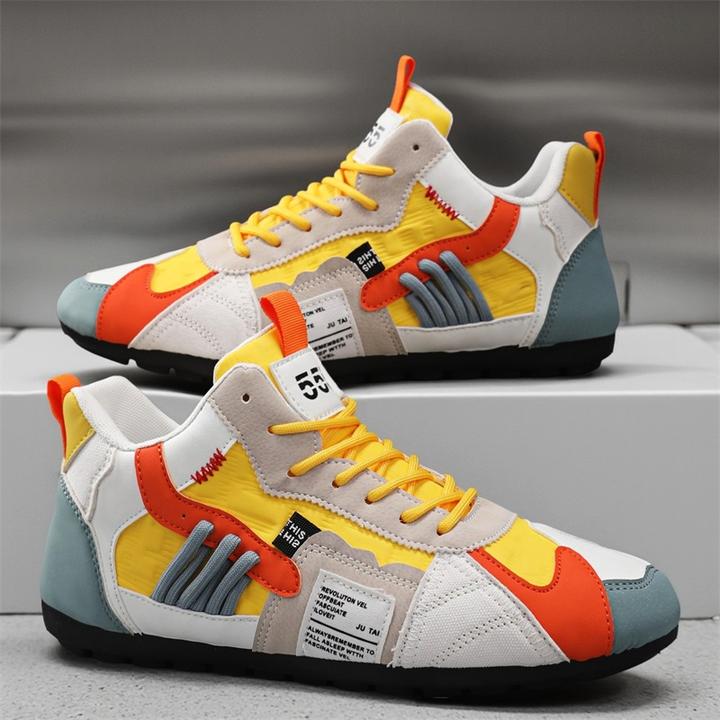 森刻25秋季休闲德训鞋复古低高帮拼色板鞋皮面软底轻便薄底大码男