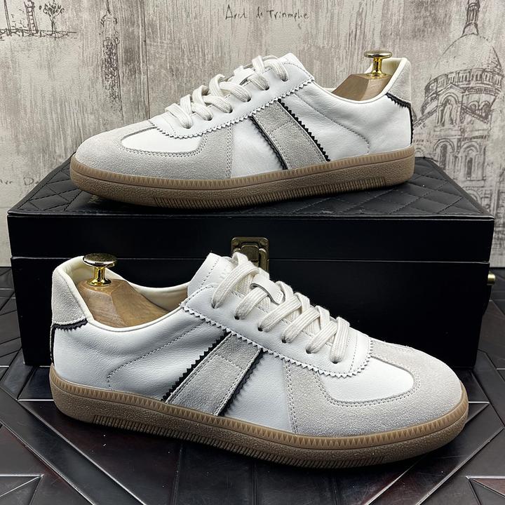 手工头层牛皮德训鞋男软面复古板鞋高级感2025春季新款时尚休闲鞋