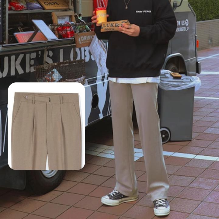 春夏韩系休闲拖地裤显瘦垂感西裤男百搭直筒宽松雅痞免烫显高长裤