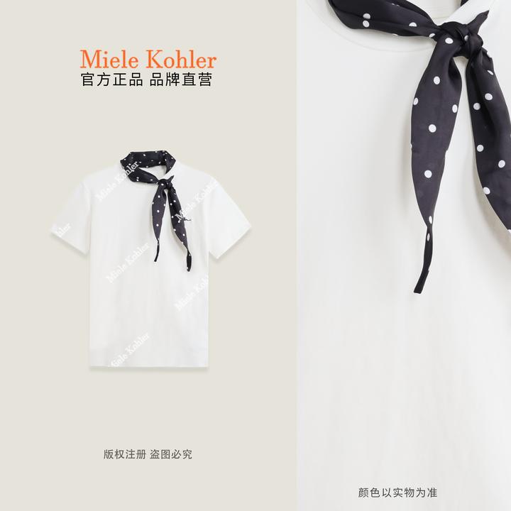 夏季新款简约百搭丝巾圆领女装短袖T恤MKAX68720【澳门小源同款】