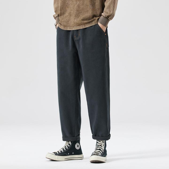 纯棉工装裤男款秋冬加绒加厚宽松直筒潮牌百搭复古休闲裤子潮流