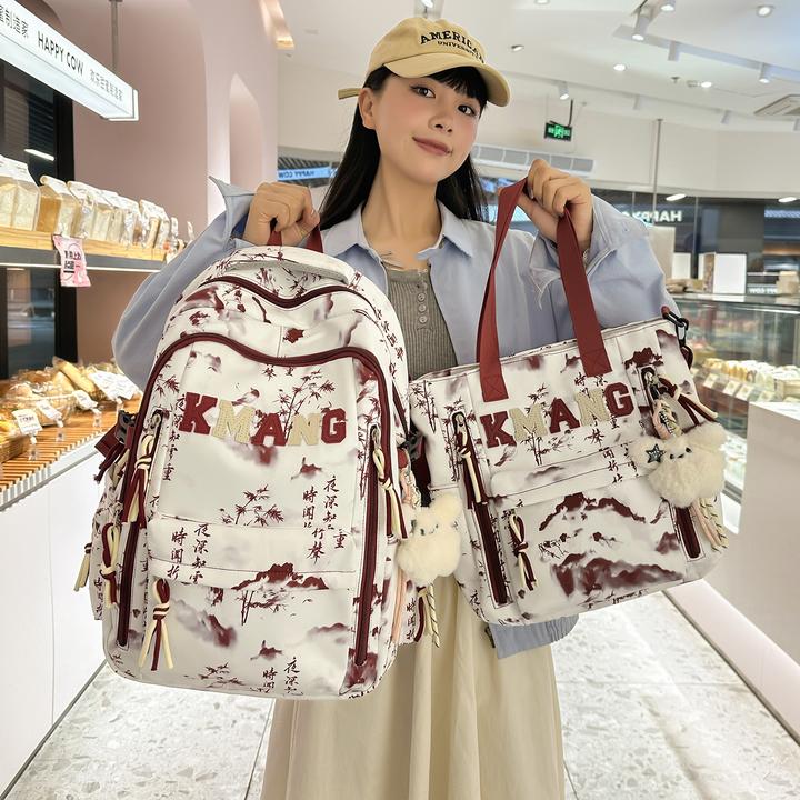 水墨国风书包女初中生高颜值大容量高中小学生双肩包男大学生背包