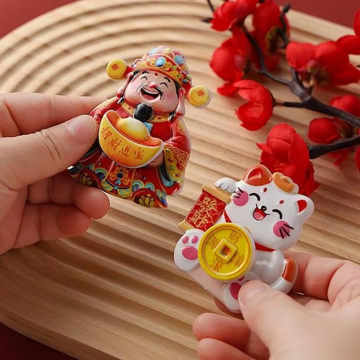 旋转招财猫财神卡皮巴拉冰箱贴装饰摆件