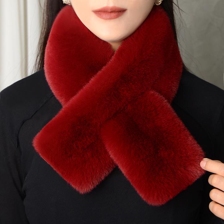 靓雅臻选女冬季纯色加厚保暖中老年毛绒围巾时尚百搭
