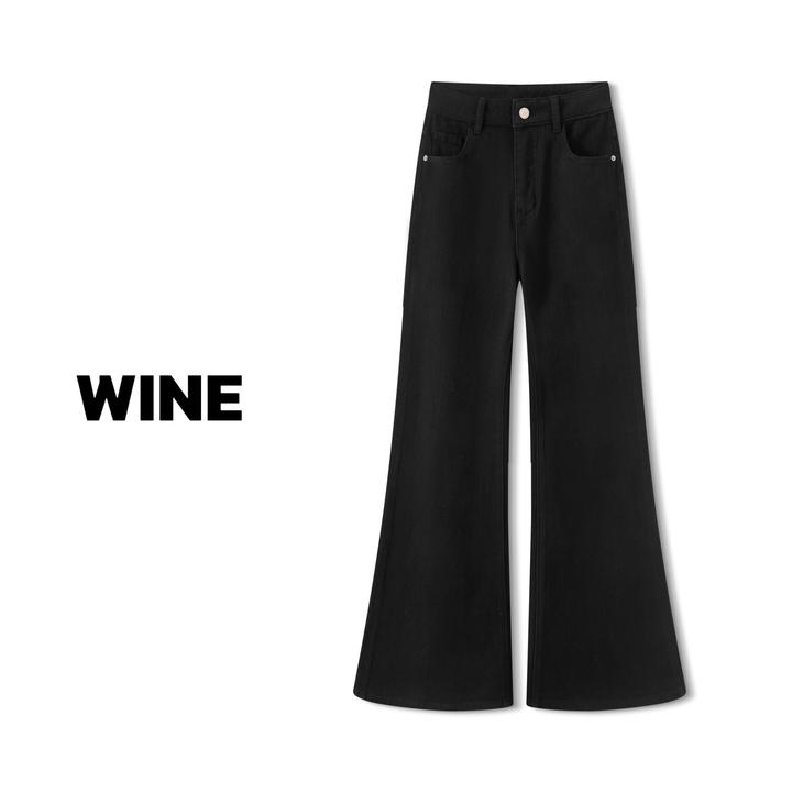 【Wine】·布莱克经典·黑牛重磅骨感-秋冬设计款-黑色阔腿喇叭牛仔裤