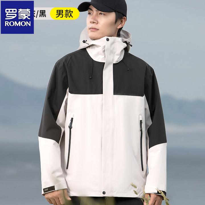 罗蒙男装男士户外冲锋衣三合一防风防水新款夹克衫摇粒绒内胆外套