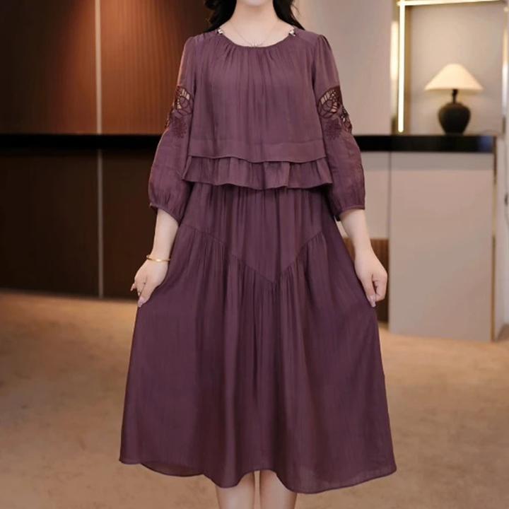 气质假俩件宽松大码连衣裙2025夏季新款时尚高端洋气减龄显瘦裙子