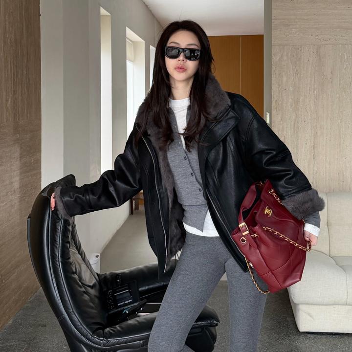 王嬛嬛MsLime25年新款 【雅絮】麂皮绒两面穿獭兔毛皮衣HD2C0915