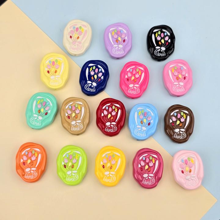 禾子亚克力~双面浮雕花牌~造型饰品散串珠手机链diy手工材料配件