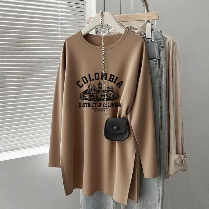 磨毛长袖t恤女2025款秋冬季宽松中长款搭配鲨鱼裤百搭打底衫上衣