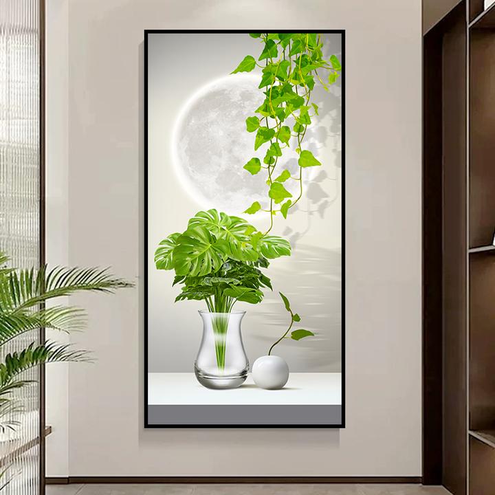 光影绿植玄关装饰画走廊过道3d立体小清新壁画客厅入户对门自粘画