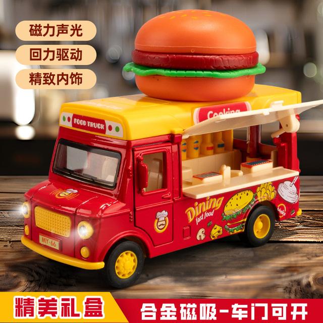 男孩汉堡玩具车儿童女孩冰淇淋雪糕餐车合金惯性小汽车巴士扮家家