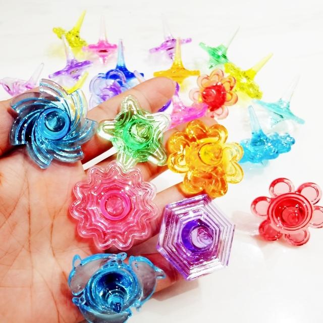 陀螺玩具小孩游戏宝石男孩女孩塑料亚克力七彩透明水晶儿童礼物