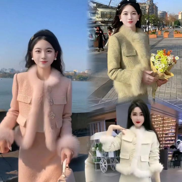 2024香风名媛新款冬季气质套装时尚高级爆款外套半身裙两件套