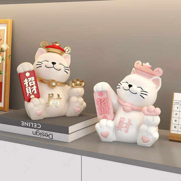 创意发财猫桌面摆件招财猫存罐客厅电视柜收银台店铺装饰品开业