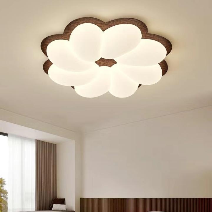 奶油风黑桃木纹主卧室吸顶灯房间书房全光谱护眼灯广东中山灯具