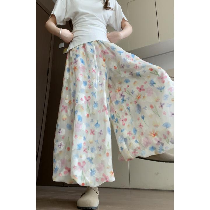 鑫鑫同学画报花苞裙裤女2025春夏新款百搭高腰温柔甜美休闲半身裙