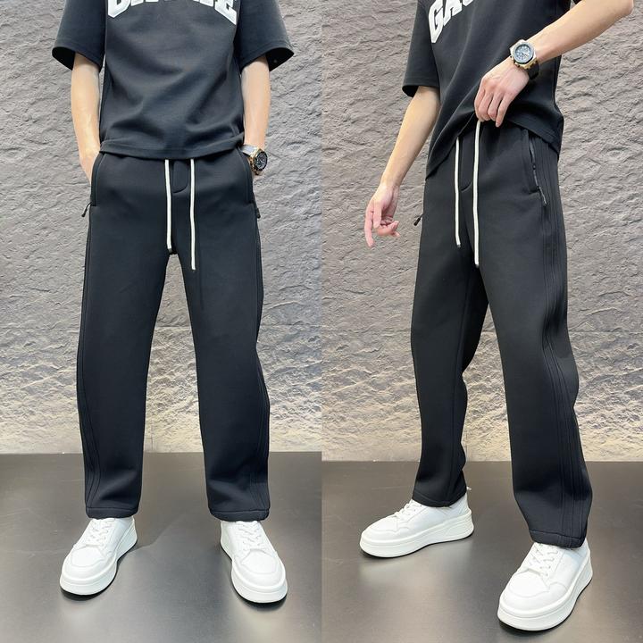 2024秋冬新款潮流男士裤子纯色休闲裤秋冬宽松加厚直筒百搭运动裤