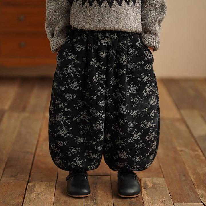 童装2025新款春秋装森系宽松碎花灯笼裤加绒保暖男女童休闲一体绒