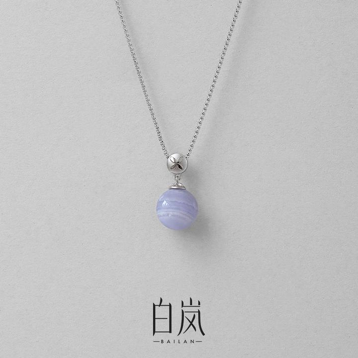 【7月上新】白岚花砖蓝纹玛瑙项链锁骨链女高级小众首饰XL5649