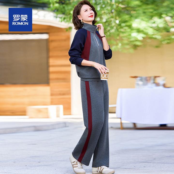 流光风中年妈妈秋装外套春秋季洋气上衣中老年人女装宽松运动套装