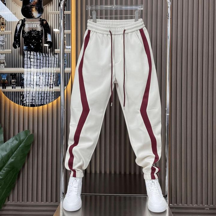 2025秋季高街休闲裤拼接条纹运动韩版时尚百搭宽松加厚哈伦束脚裤