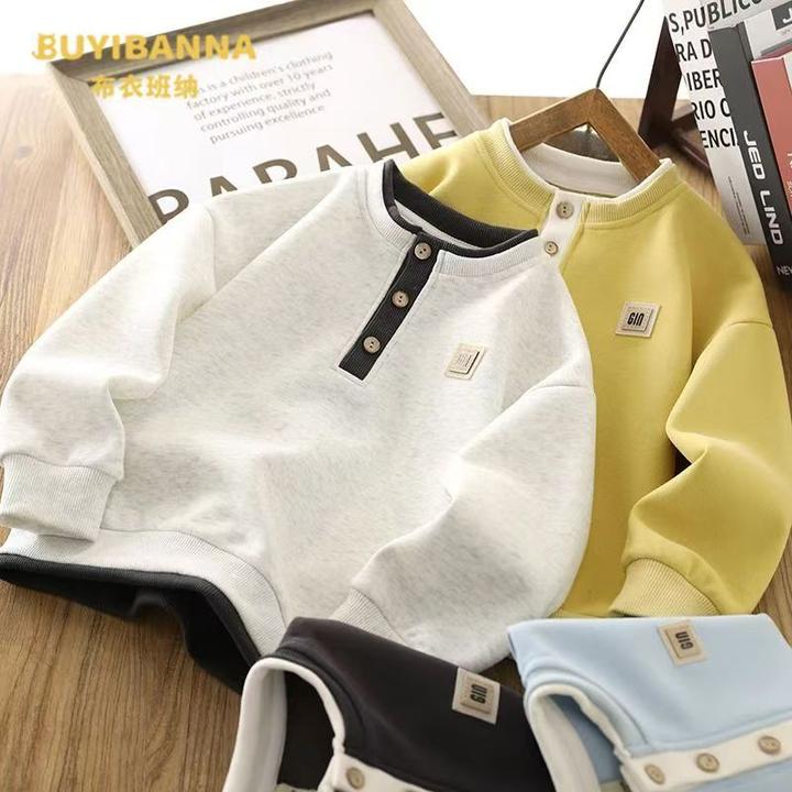 男童卫衣春秋装2025新款儿童假两件打底衫春季童装男孩潮酷上衣服