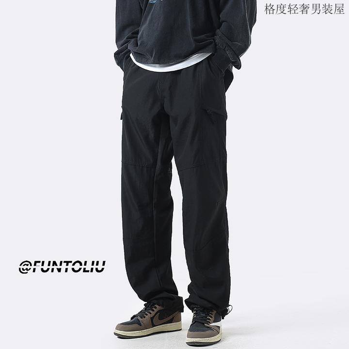 男款日系长裤户外直筒工装裤薄款宽松登山耐磨男士冲锋裤子男裤