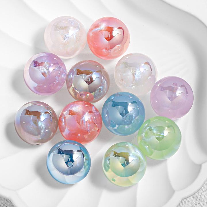 人鱼姬1.5红色圆珠电镀8MMAD02串珠珠子批发彩色树脂散珠玫瑰花