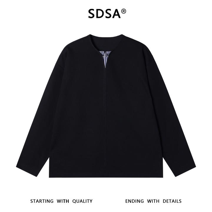 SDSA男士秋冬新款痞帅男装简约拼接撞色套头卫衣百搭时尚宽松上衣