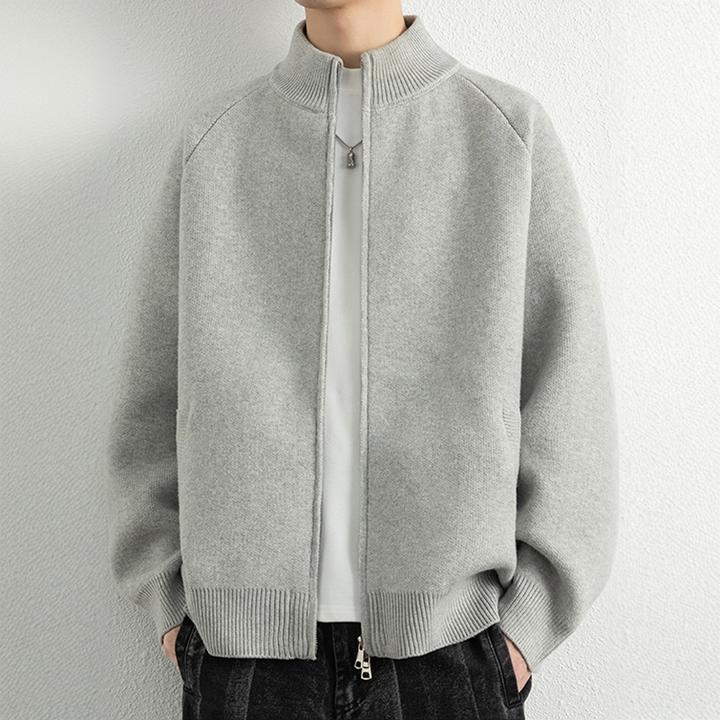 路约威格高端半高领开衫毛线衣男士秋冬季拉链休闲针织衫夹克外套