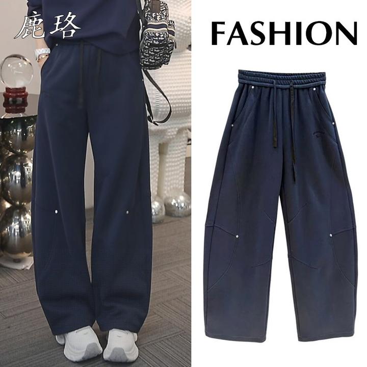 2025早秋新款时尚运动百搭宽松休闲裤潮流个性简约慵懒风裤子爆款